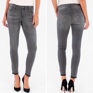 NEW Kut From The Kloth Donna Skinny Jeans with Raw Hem, Size 0, Gray